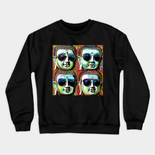 psychedelic buddha in sunglasses Crewneck Sweatshirt